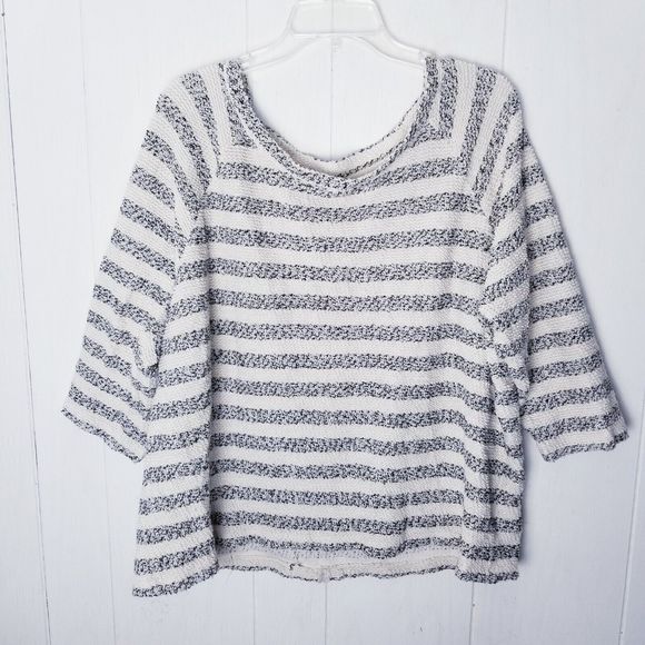 Lucky Brand Sweater Women Size XL Cream Black Pullover Textured - Picture 13 of 13